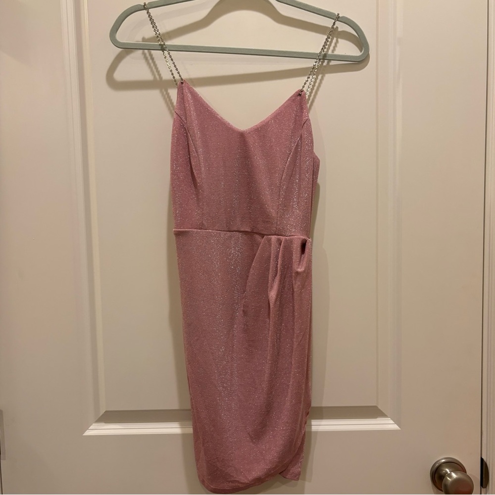 Cider Rhinestone Strapped Shimmer Dress